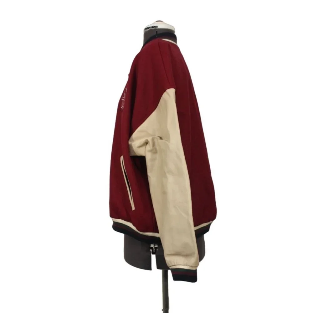 Vintage Neo-Sport USA made men's snap front wool leather varsity‎ jacket M USA
